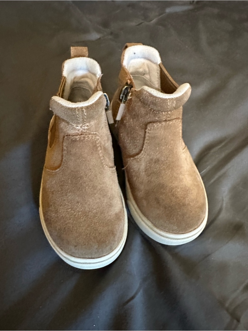Kids UGG Suede Slip-On Ankle Boots in Brown